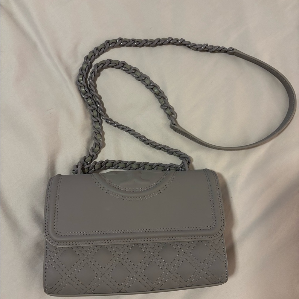 Tory Burch gray Fleming Crossbody Bag